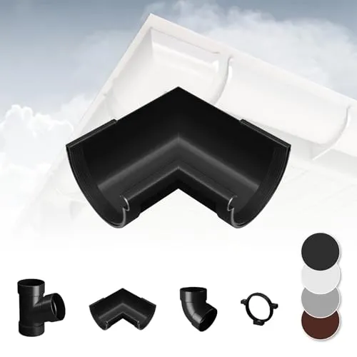 RAINWAY L Regenrinnen System (Rinnenwinkel Innen 90° anthrazit) - PVC-U Kunststoff in 4 Farben, für Dachflächen > 100m² empfohlen, Eckstück 90 Grad Bogen