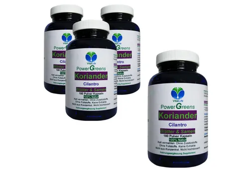 VitalLife Koriander Kapseln - Natur Pur ohne Zusatzstoffe - Hochwertige Kapseln mit Korianderblättern und Samen, hergestellt in Deutschland. Ideal für die tägliche Ergänzung, ganz ohne Zusatzstoffe und in Premium-Qualität.