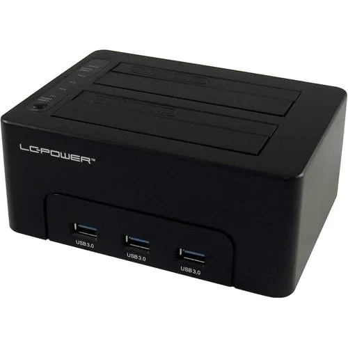LC-DOCK-U3-HUB - USB 3.0 Dual Bay HDD Dockingstation - Dockingstation für 2,5''/3,5'' SATA HDDs/SSDs mit Hot-Swap und Sektor-für-Sektor-Kopie auf Knopfdruck. Ideal für schnelle Datenübertragung und einfache Festplattenwechsel.