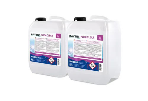 Höfer Chemie BAYZID® POOLCLEAR 2x 5 L - Trübungsbeseitigung für Pools - Effektives Poolzubehör zur Beseitigung von Trübungen durch Algen und Bakterien, sicher für Kartuschen und Filterballs, sorgt für glasklares Wasser und erhöht die Badekomfort.