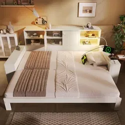 MODFU Schlafsofa Funktionsbett 90x200 mit USB-Anschlüssen