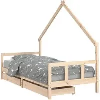 vidaXL Kinderbett mit Schubladen 90x200 cm aus Kiefernholz - Stabiles Kinderbett aus massivem Kiefernholz mit praktischen Schubladen für Spielzeug und Kleidung. Das Design in Hausform fördert Kreativität und macht das Schlafengehen zum Erlebnis!