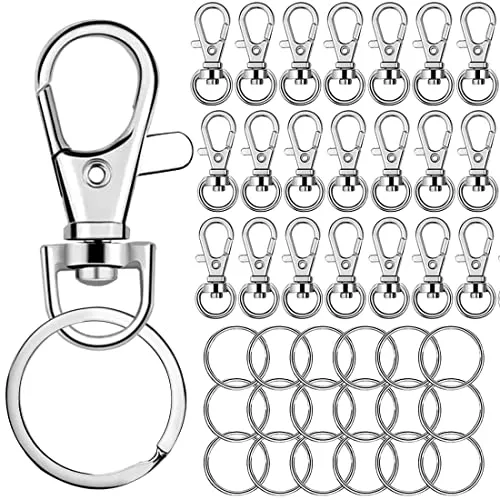 YEFAF 50 Stück Schlüsselanhänger Ringe, Kleine Drehverschlüsse und Schlüsselringe 25mm Schlüsselring Karabiner für Aufhängen Handwerk Schmuckherstellung