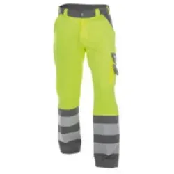 Lancaster Warnschutzhose - neongelb/zementgrau, Größe 58 - Arbeits- & Schutzkleidung mit 70 mm-Reflexstreifen und zertifizierter Sichtbarkeit für optimale Sicherheit bei der Arbeit.