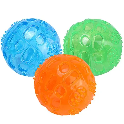 Pssopp 3 Stücke Hundespielzeug Quietschball Spielzeug für Hunde Unzerstörbar Hunde Bälle Hundespielball aus Naturkautschuk Gummi Hunde Bälle Spielzeug für Hunde, Ø 7,5cm