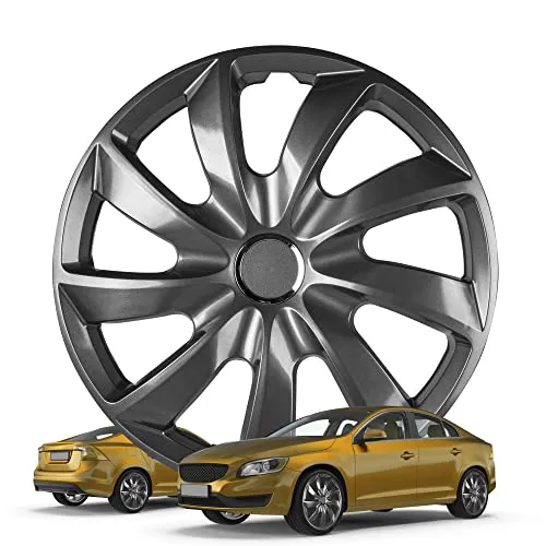 WALSER Premium Radkappen Turbine Graphite - 4er Set - Verleihen Sie Ihrem Fahrzeug mit den WALSER Radkappen einen sportlich-modernen Look. Hergestellt aus robustem ABS-Kunststoff, bieten sie optimalen Schutz für Ihre Felgen und sind einfach zu montieren.