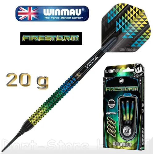 Softdart Winmau Firestorm 2453 - 20g - Pfeile mit radikalem Design und innovativer Mill-Grip-Technologie für optimalen Halt und Präzision beim Spiel.