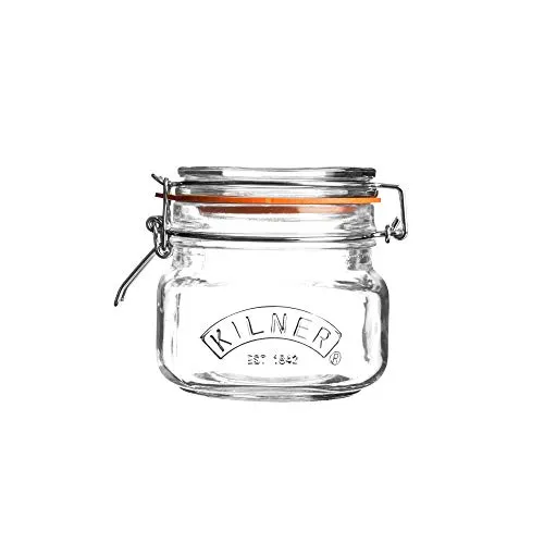 KILNER Einkochglas mit Bügelverschluss 0025.510 quadratisch - zum Einmachen, Konservieren und Aufbewahren, 0,5 Liter