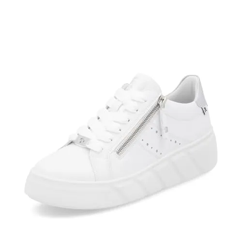 Rieker Damen Low-Top Sneaker W2605 - Damen-Sneaker mit hochwertigem Glattleder, ideal für ein angenehmes Fußklima dank hoher Atmungsaktivität und praktischem Reißverschluss.