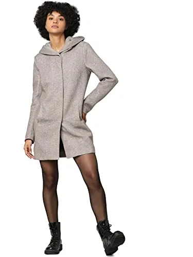 ONLY Kurzmantel ONLSedona - Beige/Braun, Größe L - Funktionsjacke aus 85% Recycling-Polyester, mit Kapuze und normaler Passform, ideal für stilvolle und umweltbewusste Outfits.