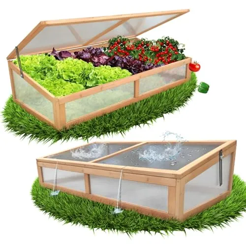 Coemo Frühbeetaufsatz Holz 90 × 60 × 30 cm – Wetterfester Schutz für Jungpflanzen