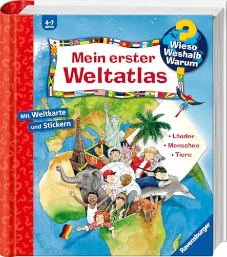 Ravensburger Wieso Weshalb Warum? Mein erster Weltatlas - Kinder Atlas für 4-8 Jahre, lehrreich und spannend, ideal für kleine Entdecker und Wissensdurstige.