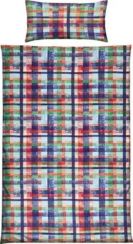 Erwin Müller Bettwäsche Mako-Satin karo bunt Größe 40x80 cm / 135x200 cm - temperatur- und feuchtigkeitsausgleichend, sanft zur Haut, mit Reißverschluss