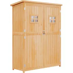 Outsunny Gartenschrank Holz Geräteschuppen Pultdach 127,5x50x164cm - Gartenhäuser: Robuster Geräteschuppen aus Kiefernholz mit Bitumendach für optimale Witterungsbeständigkeit und effektive Lagerung Ihrer Gartenutensilien.