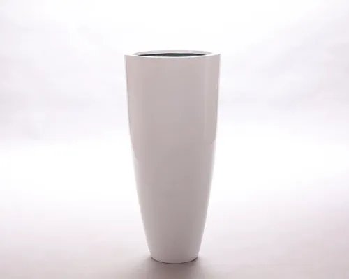 Elegant Einrichten Pflanzkübel Fiberglas Schale rund konisch D30xH60cm Hochglanz weiß (1 St)