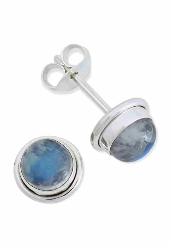Ohrstecker 925 Silber Mondstein weißer Stein schimmer Edelstein Ohrringe echt Silber Damen Sterling Silber Stecker Geschenk(MOS-048-04)
