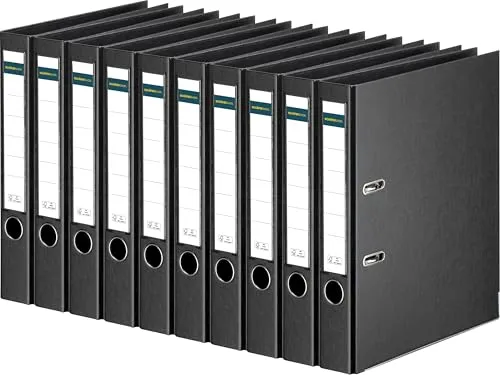 Ordner DIN A4 – Rückenbreite 50 oder 80 mm, stabiler Hebelmechanik-Ordner mit Griffloch & beschriftbarem Rückenschild