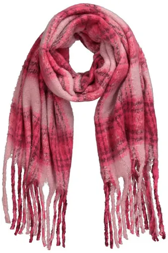 Ulla Popken Damen Schal mit Karomuster und langen Fransen