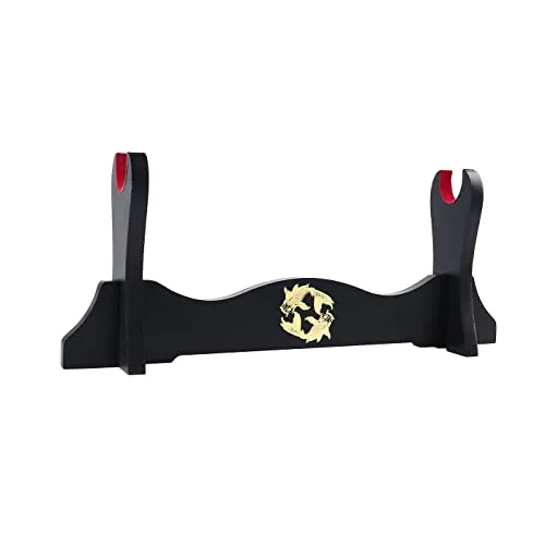 Z-fiber Schwerthalter Japanischer Samt gepolsterter Katana Stand Samurai Display Rack Support Alle Tanto Schwerter Yin und Yang,1 Tier