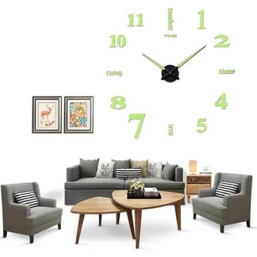 Yolistar Leuchtende Wanduhr Aufkleber DIY, Geräuschlos und Mute, 60-90 cm, Moderne 3D Acryl-Wanduhr, Batteriebetrieben, Dekorative beleuchtete Quartz Uhr für Wohnzimmer, Schlafzimmer, Büro