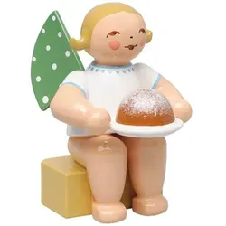 Wendt & Kühn Engel Klein mit Kuchen 650/K/154A - Figuren, handgefertigte Dekofigur aus Holz, bringt festliche Stimmung und Freude in jedes Zuhause.