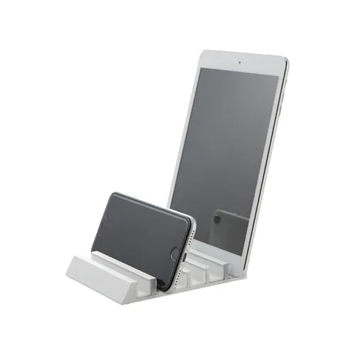 Yamazaki 5274 TOWER Tablet-Ständer, weiß, Aluminium/Silikon, minimalistisch, 10 x 13 x 1.8 cm
