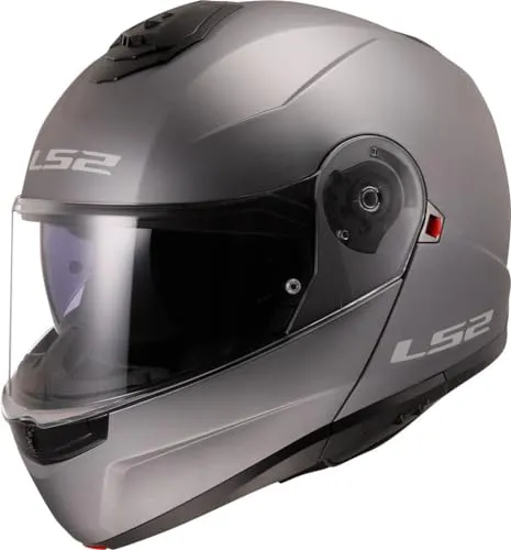 LS2 Strobe II Motorradhelm, matt Titanium, XXL - Modularer Motorradhelm aus leichtem KPA-Polycarbonat, UV- und kratzfester Sonnenschutz, vorbereitet für Pinlock, ideal für sicheres Fahren.
