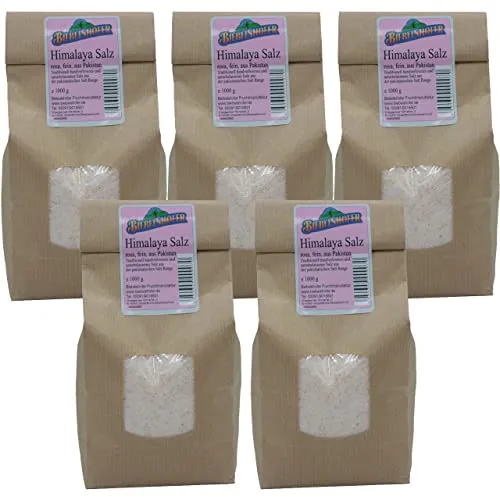 Rosa Salz, Himalayasalz, rosa fein, 5kg ( 5x 1kg), Naturbelassenes Kristallsalz aus der pakistanischen Salt Range