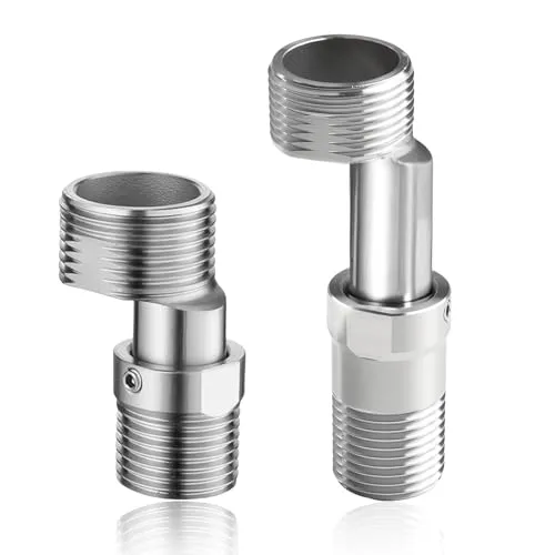 Stück Ausziehbare Wasserhahn Adapter, 360° Drehbarer Duscharmatur Adapter S Anschluss aus Edelstahl mit Abgewinkeltem Verstellbar Duschmischer Adapter S-Anschluss für Badezimmer und Küche 2