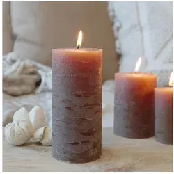 Chic Antique Rustic-Kerze Stumpenkerze Rustikale Kerze Macon Paraffin Walnuss versch.Größen, Echtwachskerze, Russfrei, Hochwertig, Brenndauer bis zu 210 Stunden 15 cm