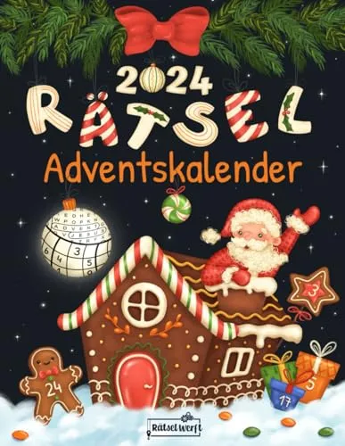 Rätsel Adventskalender 2024: 24 Tage festlicher Rätselspaß mit 72 Rätseln in großer Schrift - Inkl. Sudoku, Kreuzwort- & Wortsuchrätseln