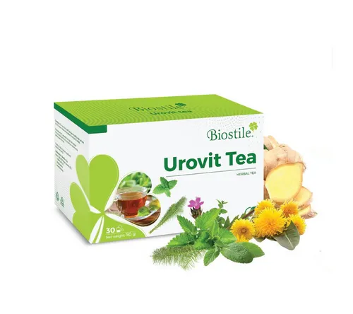 Biostile Urovit Kräutertee für Harnwege - 30 Filterbeutel, 50 g - Urovit Tee – Hochwertige Kräutermischung für die tägliche Flüssigkeitszufuhr. Ideal zur Unterstützung der Harnwege und zur Förderung des Wohlbefindens. Genießen Sie den natürlichen Geschmack von Melisse, Ginseng und Ingwer.