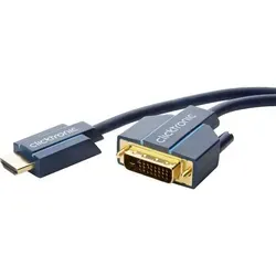 3m Clicktronic Casual HDMI/DVI-Adapterkabel - Monitor-AV-Kabel & Adapter, ideal für die Verbindung von HDMI und DVI mit 3m Länge für flexibles Setup.