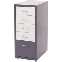 Rollcontainer Preston T851 - Schubladenschrank mit 5 Schubladen - Praktischer Rollcontainer in dunkelgrau/weiß, ideal für Büros. Ausgezeichnetes Qualitätsmanagement und soziale Verantwortung seit 2013.