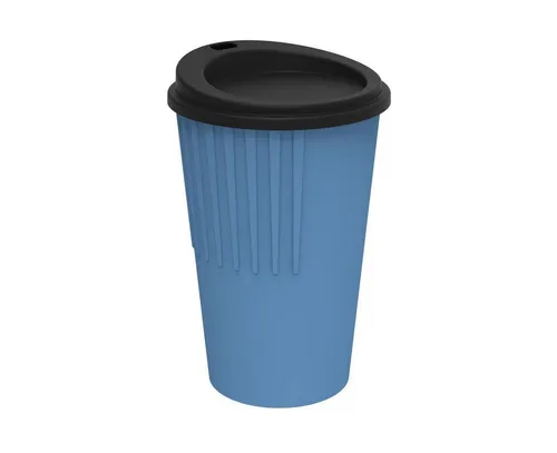 elasto Coffee-to-go-Becher Kaffeebecher 300 ml Trinkbecher mit Deckel und Riffel-Optik, Made in Germany, BPA-frei, 100% recyclebar, Heißgetränke, Teebecher