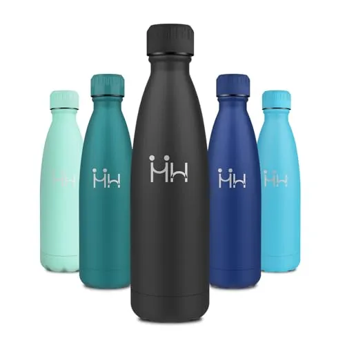 Isolierflasche 500ml, Wasserflasche Auslaufsicher, Trinkflasche Thermo BPA-frei, Thermosflasche Auslaufsicher, Vakuum Doppelwandig, Wasserflasche für Schule, Outdoor, Fahrrad, Reisen, Büro, Sport