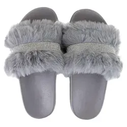 Damen Hausschuhe mit Fell » Damenschuhe mit Kunstfell » Badeschuhe » Sommer Badelatschen » Schlappen & Garten Schuhe » Pantoffeln mit Kunstpel...