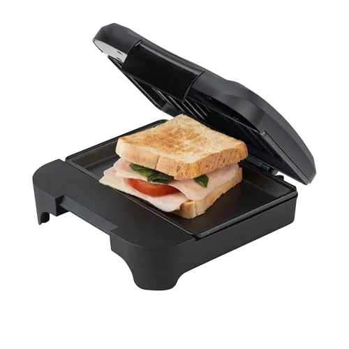 JATA JEGR1165 Doppelgrill, 750 W, kompakter Elektrogrill mit Antihaft-Platten, 21 x 14 cm, PFOA-frei, einfache Reinigung und vertikale Aufbewahrung, gesunde Küche