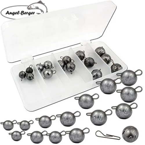 Angel-Berger Cheburashka Flex Heads Sortiment in Box Set - Angelgewichte & -bleie: Flexibles Wurfgewicht mit beweglichem Köder für optimale Präsentation. Ideal für verschiedene Hakenarten, inklusive 5 Größen (4g-18g) im praktischen Set.