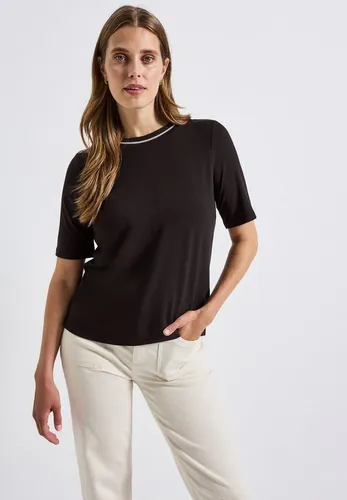 Street One Damen 3227536 Shirt mit Rippdetail, deep Roast Brown, Größe 42 - Stylisches T-Shirt für Damen mit Rundhalsausschnitt, Rippdetail und Kontraststreifen. Ideal für trendige Looks, perfekt für Freizeit und Alltag.