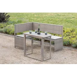 MERXX Balkonset beige/grau – stilvolles Gartenmöbel-Set - Gartenmöbel-Set mit pulverbeschichtetem Stahlgestell und wasserabweisenden Auflagen. Ideal für entspannte Stunden auf dem Balkon oder der Terrasse.