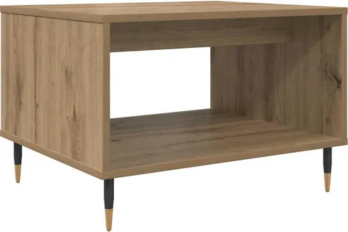 vidaXL Couchtisch Eiche handwerklich 60 x 50 x 40 cm - Stylischer Couchtisch im Industrie-Stil aus hochwertigem Holzwerkstoff. Mit stabilen Eisenbeinen und viel Stauraum ist er ideal für moderne Wohnzimmer und bietet Funktionalität und Chic.