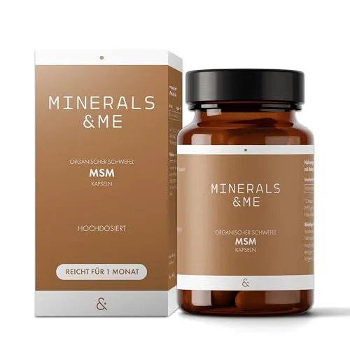 MINERALS & ME® MSM Kapseln – hochdosiert – 1.000 mg MSM pro Tagesdosis – >99% Reinheit – ohne Zusatzstoffe – vegan – laborgeprüft – 60 Kapseln