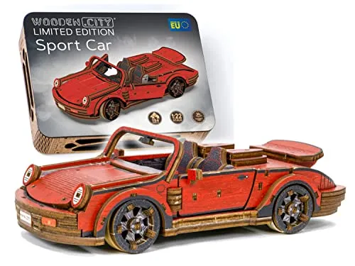 WOODEN.CITY Oldtimer Sportwagen Limited Edition – DIY 3D-Holzmodellbausatz - Puzzles für Erwachsene – Baue deinen eigenen Retro-Rennwagen mit 194 Teilen und verbessere spielerisch deine Feinmotorik und dein räumliches Denken.