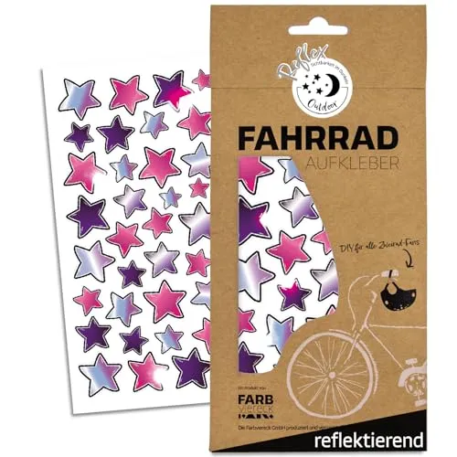 Farbviereck Fahrrad Aufkleber Mädchen rosa lila Sterne Stern Aufkleber als Fahrradaufkleber Sticker für Helm Roller Kinderwagen als Geschenk Stars bunt klein für Rahmen | R0006