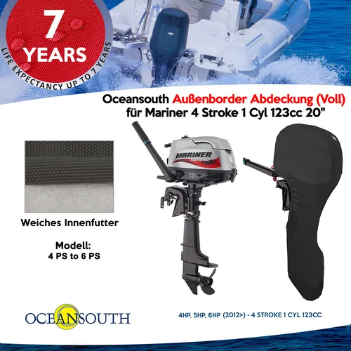 Oceansouth Außenborder Abdeckung (Voll) für Mariner 4 STROKE 1 CYL 123CC 20