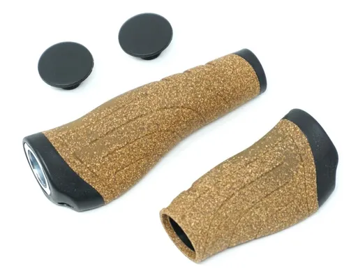 ergonomische Fahrradgriffe Gel + Kork braun/schwarz Lenkergriffe 135/95 mm