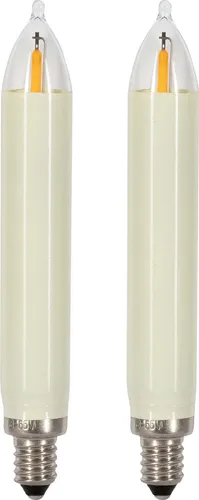 Ersatzteil Schwibbogen Premium LED-Schaftkerze,f.10-flg. LB/-ketten ,2er-Blister, traditionell in warmweiß (2.200K) und strahlend hell (18lm), Filament-LED, E10 Fassung NEU