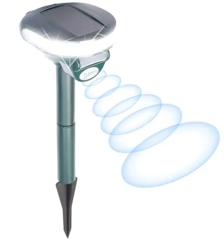Exbuster Solar Tierschreck Flash: Ultraschall-Solar-Tierschreck mit Bewegungssensor und LED-Licht (Ultraschall-Tierabwehr, Rodents, Maulwurf)