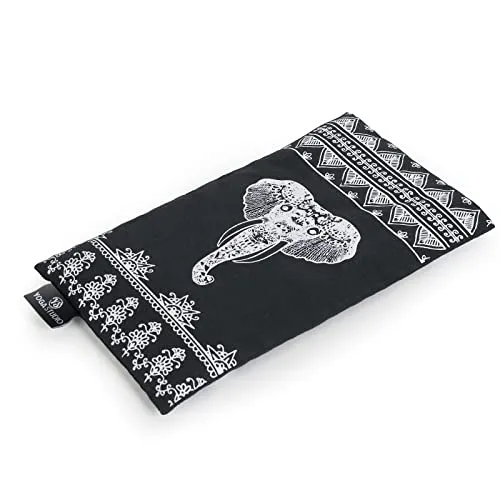 Yoga Studio Organisches Azteken-Elefantenaugen-Kissen – 23 cm x 12/13 cm, Bio-Lavendel- und Leinsamen-Duft, Yoga-Kissen für müde Augen und Kopfschmerzen (Graphitgrauer Aztekenelefant)